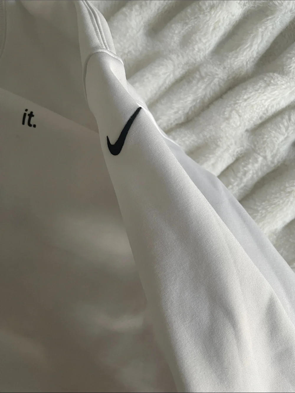 Buttery Soft Nike White Crewneck Sweatshirt with Minimal Text